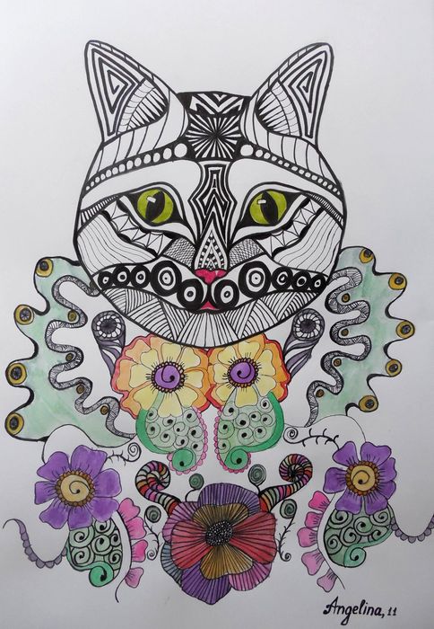 Art Studio PALETTE. Angelina Rudakova Picture.  Watercolour, Ink Fantasy Zentangle 